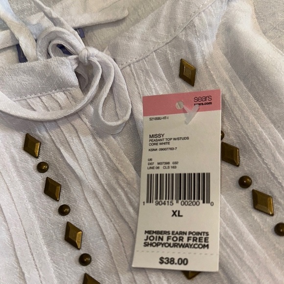 Laura Scott White Tie Front Blouse with Bib Collar - Picture 7 of 7